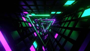 Purple and Turquoise Neon and Strobe Triangle Tunnel Background VJ Loop in 4K video