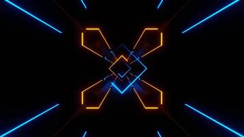 Orange and Blue Neon Minimalist Space with Squares Background VJ Loop in 4K video