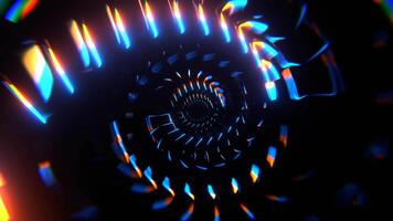 Orange and Blue Neon Rotating Shapes in Tunnel Background VJ Loop in 4K video