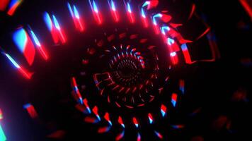 Red and Blue Neon Rotating Shapes in Tunnel Background VJ Loop in 4K video