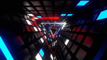 Red and White and Blue Neon and Strobe Triangle Tunnel Background VJ Loop in 4K video