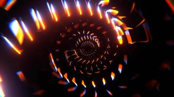 Orange and Lighting Blue Neon Rotating Shapes in Tunnel Background VJ Loop in 4K video