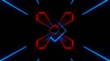 Red and Blue Neon Minimalist Space with Squares Background VJ Loop in 4K video