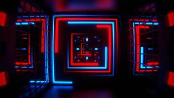 Red and Blue Different Neon Lines Tunnel Background VJ Loop in 4K video