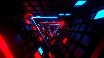 Red and Blue Neon and Strobe Triangle Tunnel Background VJ Loop in 4K video