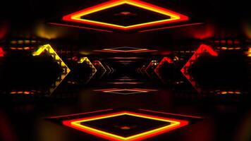 Red and Orange Neon Squares Amazing Endless Tunnel Background VJ Loop in 4K video