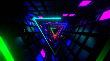 Multicolor Neon and Strobe Triangle Tunnel Background VJ Loop in 4K video