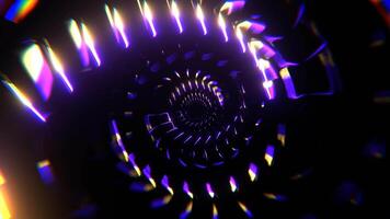 Purple and Yellow Neon Rotating Shapes in Tunnel Background VJ Loop in 4K video
