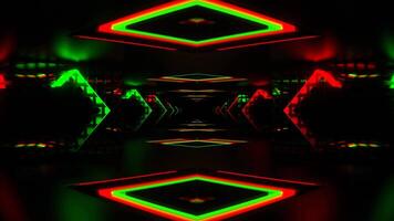 Red and Green Neon Squares Amazing Endless Tunnel Background VJ Loop in 4K video