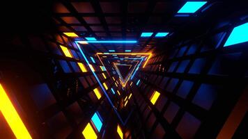 Orange and Blue Neon and Strobe Triangle Tunnel Background VJ Loop in 4K video