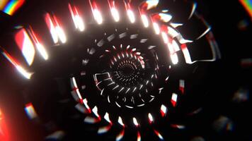Red and White Neon Rotating Shapes in Tunnel Background VJ Loop in 4K video