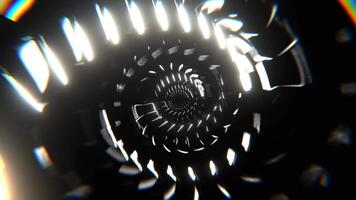 Black and White Neon Rotating Shapes in Tunnel Background VJ Loop in 4K video