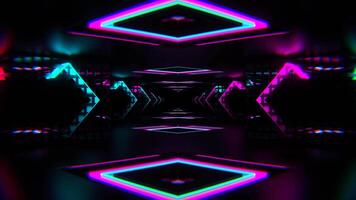 Cyan and Pink Neon Squares Amazing Endless Tunnel Background VJ Loop in 4K video