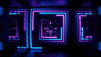 Purple and Blue Different Neon Lines Tunnel Background VJ Loop in 4K video