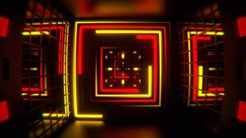 Red and Yellow Different Neon Lines Tunnel Background VJ Loop in 4K video