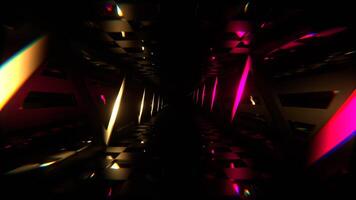 Pink and Yellow Neon Curve Line Tunnel Background VJ Loop in 4K video