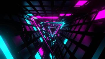 Cyan and Pink Neon and Strobe Triangle Tunnel Background VJ Loop in 4K video