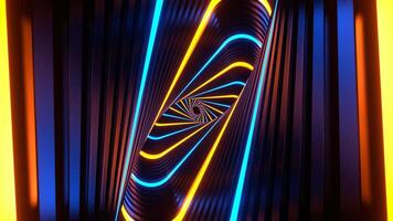 Orange and Blue Neon Movement in Spiral Ellipse Tunnel Background VJ Loop in 4K video