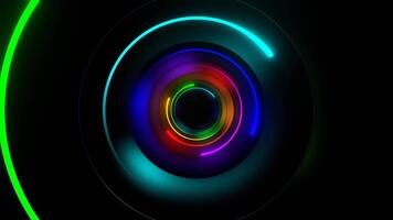 Mehrfarbig Neon- Spiral- Licht im Wellpappe Hintergrund vj Schleife im 4k video