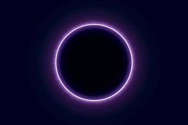 Neon Solar Eclipse with Glowing Purple Aura