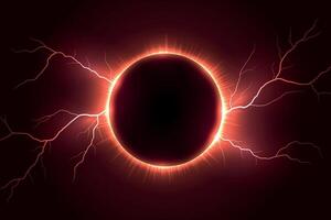 Fiery Solar Eclipse with Radiant Red Lightning vector