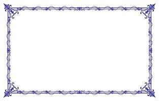 Blue Thai pattern vintage frame, picture frame for text, temple vector