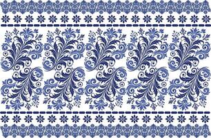 blue seamless floral pattern with intricate tulip motifs, elegant foliage details, and a vintage frame for textile background, fabric prints, and classic design patterns vector