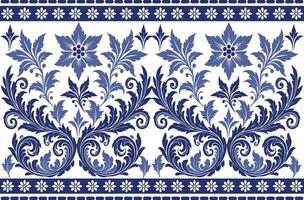 blue seamless floral pattern with elegant tulip designs, delicate leaf motifs, and a classic border for textile fabric background, vintage prints, and stylish patterns vector