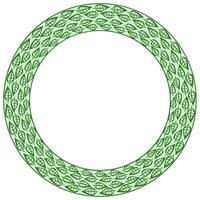Round green frame with leaf pattern vector