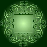 Beautiful patterned frame on a green gradient background vector