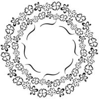 Beautiful black frame in the form of a floral pattern arranged in a circle on a white background vector