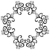 Beautiful patterned black frame on a white background vector