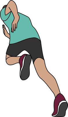 Illustration of a male runner dressed in a sporty outfit in sprint,showcasing speed, movement, athleticism and focus. Perfect for promoting running events, fitness campaigns and sports events.
