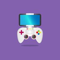 Set of gamepads for games on a smartphone. Mobile gaming controller illustration on purple background. vector