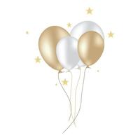 Gold and silver balloons with stars on a white background vector