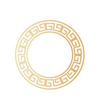 Elegant circular greek key pattern design with golden gradient vector