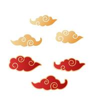 Decorative red and gold oriental clouds with swirl patterns for elegant designs vector