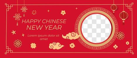 Chinese New Year Sale promotion design on red background. vector