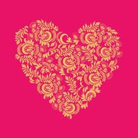 botanical motif in heart shape. vector
