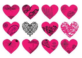 hearts set for tattoo design. vector