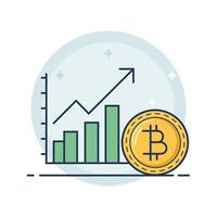 bitcoin icon with a graph and a coin free download vector