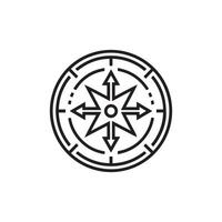 a circular icon with arrows pointing in different vector