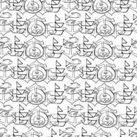 Seamless pattern with marine elements in black and white vector