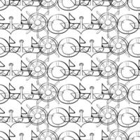 Black monochrome seamless pattern with a marine theme on a white background vector