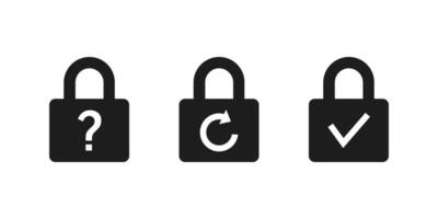 Forget password, Reset password, Login icon set. Account protection, Security key, Danger warning, Wrong password icons vector