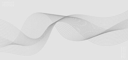 Abstract Gray Glowing Wave Lines on White Background - Illustration vector