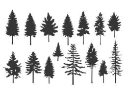 Silhouette pines trees collection . background design vector