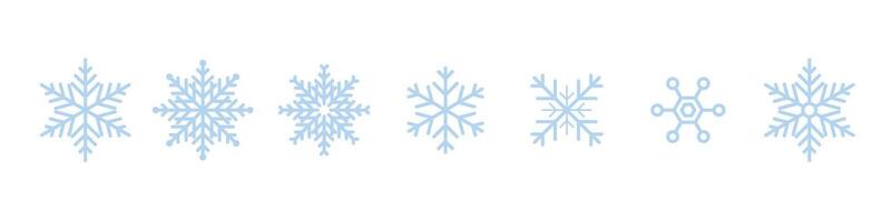 Blue snow flake icon set. Winter snowflake, design elements. illustration vector