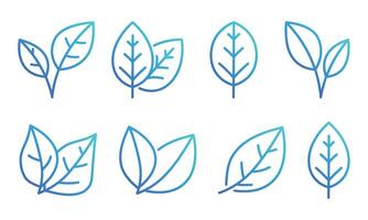 Natural set gradient outline leaves and branches icons vector