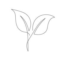 Leaf single continuous one line out line art drawing vector